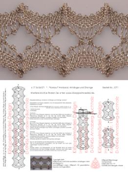 071 Klöppelbrief Schmuck-Anhänger+Armband+Ohrringe "Konkav“